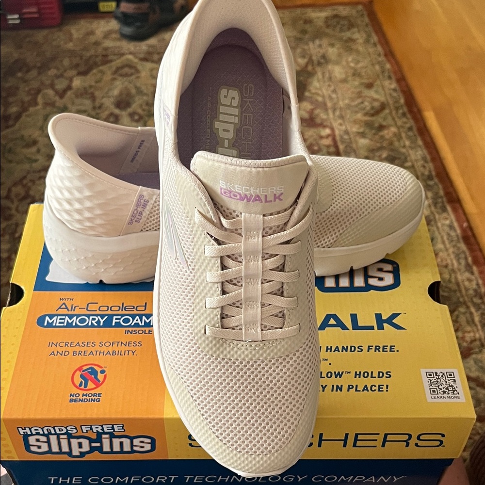 Skechers Go Walk Women’s  Slip-On Sneakers in Off White